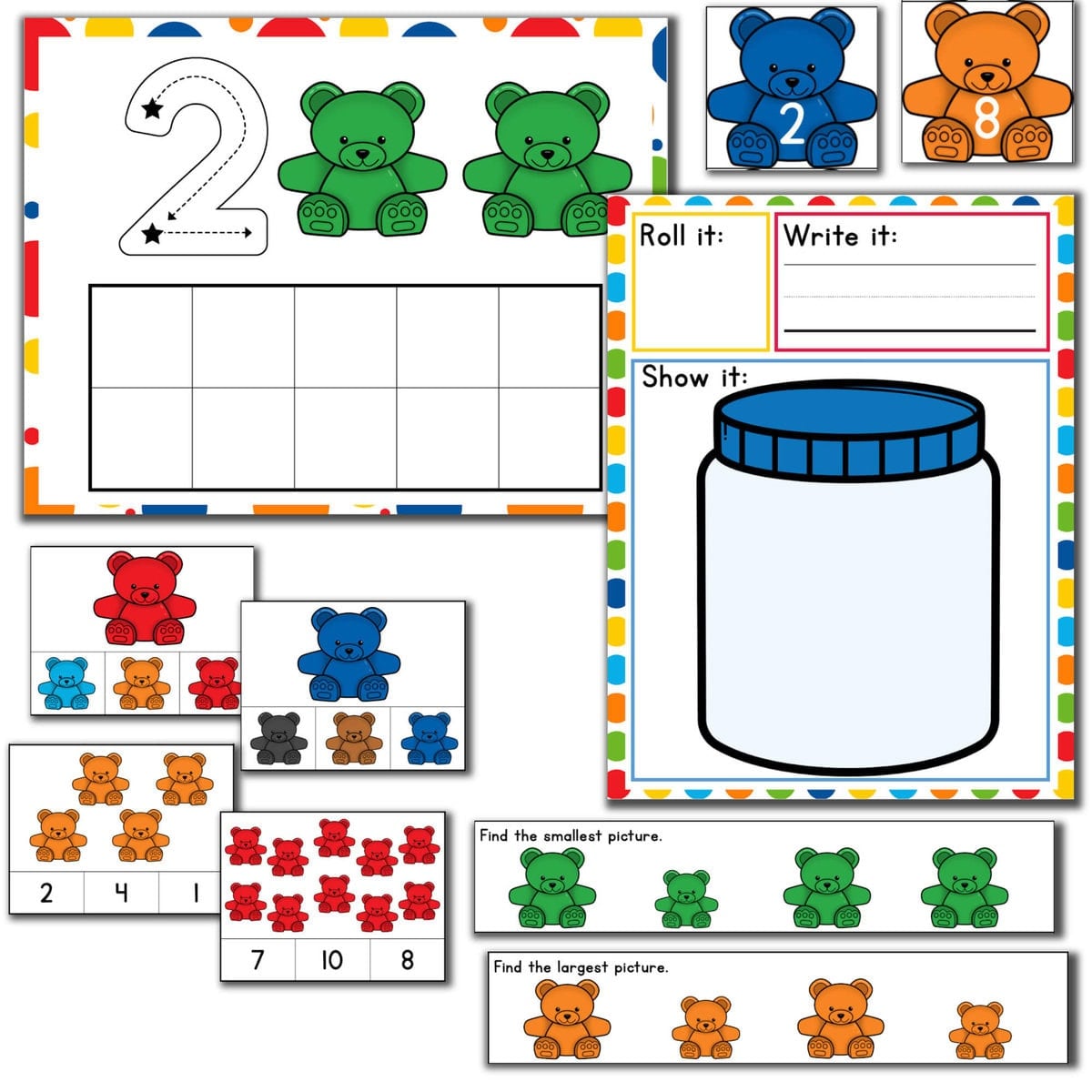 rainbow bear prek pack math and literacy activities