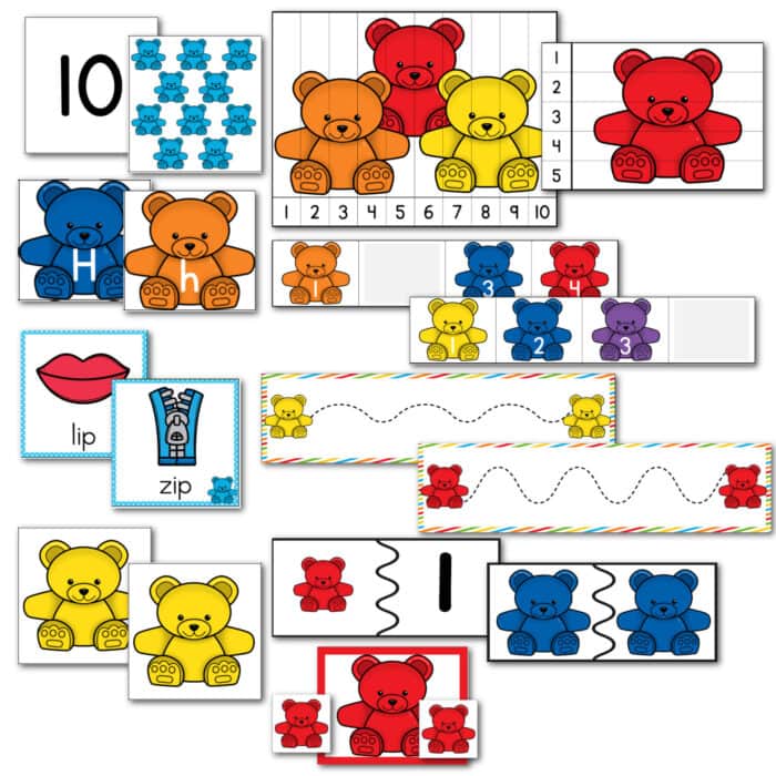 rainbow bear prek pack math and literacy activities