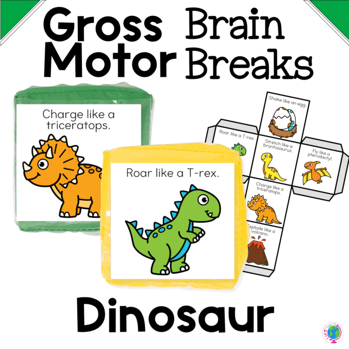 dinosaur gross motor brain break cube1
