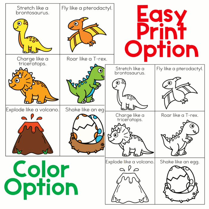 dinosaur gross motor brain break bundle