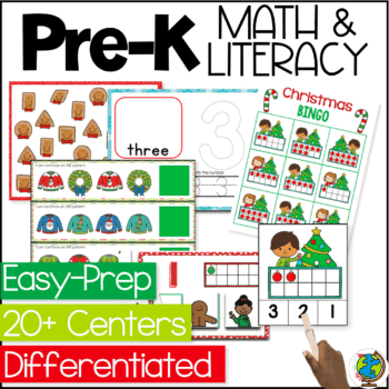 christmas prek preschool math and literacy activity bundle